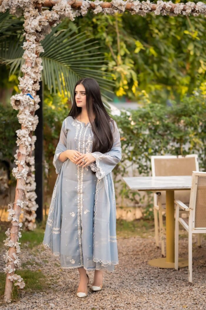 Pure Cotton Lama Net Fabric 3 piece Stitched
