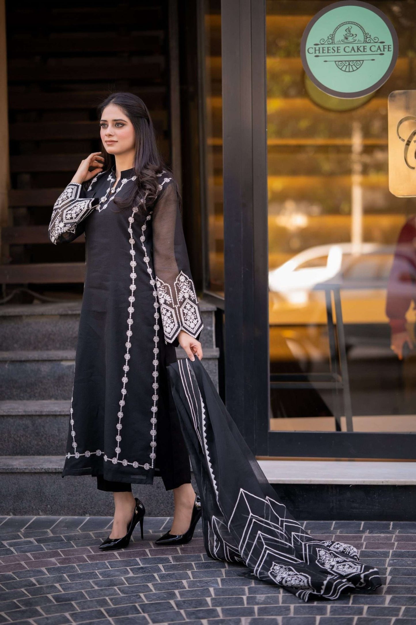 Effortlessly chic: Black Khaadi net 3 piece stitched